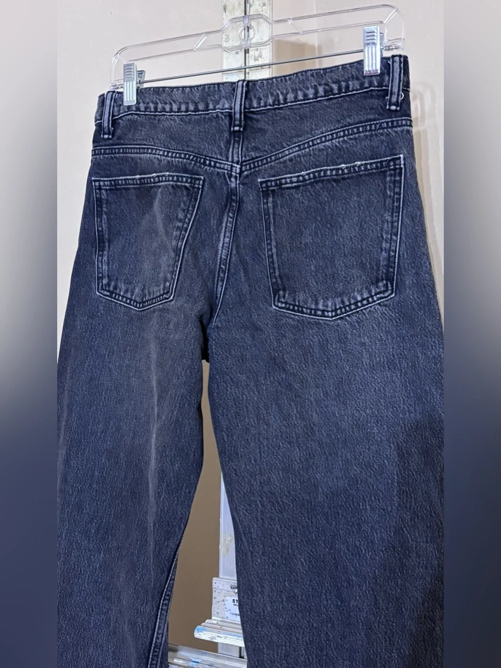 Zara Wide-Leg Jeans Washed Black High-Rise Waist Sz 4